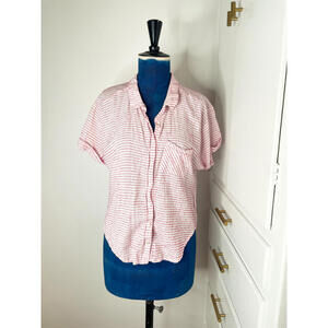 McGuired Pink and White Short Sleeve Button-Up Shirt